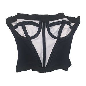 Catherine Coatney Black & white leather vintage bustier